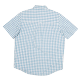 CHAPS Mens Blue & White Checked Short Sleeve Shirt XL Casual Cotton Blend