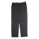 DICKIES Mens Cotton Blend Black Regular Fit Straight Leg Trousers W36 L32
