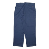 DICKIES Mens Cotton Blend Blue Regular Straight Trousers W36 L28 Workwear
