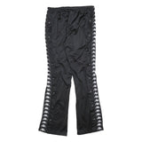 KAPPA Womens Joggers Black White Logo L W32 L32 Track Pants Slim Tapered