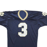 CHAMPION Mens Navy & Gold Graphic T-Shirt L Short Sleeve V-Neck Sports Jersey