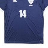 ADIDAS Mens Blue & White Pleasant Hill Soccer Graphic T-Shirt L Short Sleeve