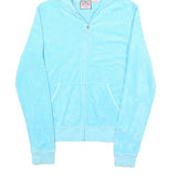 JUICY COUTURE Womens Blue Full Zip Hoodie XL Soft Velour Comfort Jacket