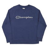 CHAMPION Mens Navy Blue Cotton Blend Crew Neck M Sweatshirt Pullover Logo