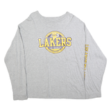 NBA Mens Grey Los Angeles Lakers Long Sleeve Crew Neck Cotton Blend T-Shirt 2XL