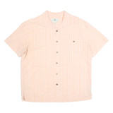 ISLAND SHORES Mens Peach Check Rayon Shirt XL Lightweight Summer Button