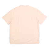 ISLAND SHORES Mens Peach Check Rayon Shirt XL Lightweight Summer Button