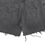LEVI'S Womens Black Denim Casual Shorts XS W25 Distressed Raw Hem