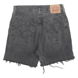 LEVI'S Womens Black Denim Casual Shorts XS W25 Distressed Raw Hem