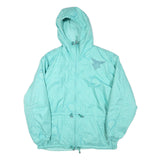 Womens Blue Light Blue Polyester Blend Hooded Zip Jacket XL Outerwear Casual