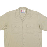 DICKIES Mens Beige Short Sleeve Work Shirt L Cotton Blend Casual Button Up