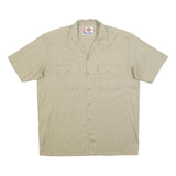 DICKIES Mens Beige Short Sleeve Work Shirt L Cotton Blend Casual Button Up