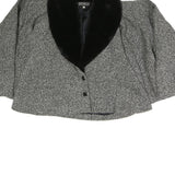 ORTENILLA Womens Grey Black Jacket L Cotton Blend Tweed Button Closure Fur