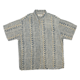 CAMPIA Mens Blue & Cream Rayon Shirt XL Patterned Lightweight Casual