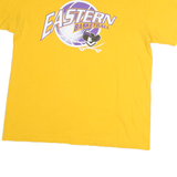 Mens Yellow Cotton Graphic T-Shirt L Short Sleeve Crew Neck Basketball Print