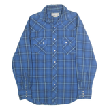 WRANGLER Mens Blue Check Shirt M Cotton Blend Long Sleeve Western Style
