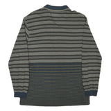 LACOSTE Mens Blue & Grey Long Sleeve Striped Polo Shirt M Cotton Blend