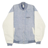 FRUIT OF THE LOOM Mens Blue & White Arizona Button Cotton Blend Jacket 2XL