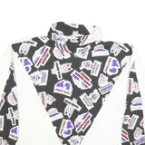 Womens White & Black Graphic Roll Neck XL Sweatshirt Cotton Blend Pullover