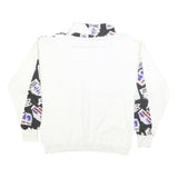 Womens White & Black Graphic Roll Neck XL Sweatshirt Cotton Blend Pullover