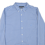 NAUTICA Mens Blue & White Checked Shirt 2XL Cotton Blend Long Sleeve Button