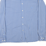 NAUTICA Mens Blue & White Checked Shirt 2XL Cotton Blend Long Sleeve Button
