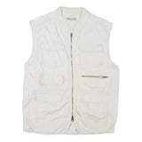 CAPE UNION Mens White M Cotton Blend Jacket Regular Fit Zip Utility Vest