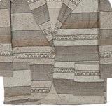 BEST Womens Beige & Brown Pattern Jacket M Cotton Blend Button Closure Casual
