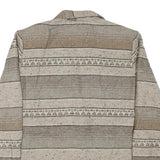 BEST Womens Beige & Brown Pattern Jacket M Cotton Blend Button Closure Casual