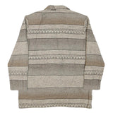 BEST Womens Beige & Brown Pattern Jacket M Cotton Blend Button Closure Casual