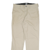 DICKIES Mens Cotton Blend Beige Regular Fit Straight Leg Trousers W32 L32