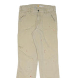 CARHARTT Mens Cotton Blend Beige Relaxed Straight Trousers W32 L34 Workwear