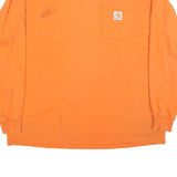 CARHARTT Mens Orange Long Sleeve Crew Neck Pocket T-Shirt L Cotton Blend