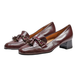 DAMART Loafer Shoes Maroon Leather Womens UK 5