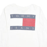 TOMMY HILFIGER Mens White Graphic T-Shirt L Long Sleeve Crew Neck Cotton