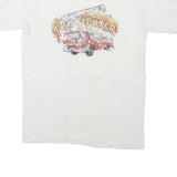 HANES Mens White & Blue Firefighter Graphic T-Shirt M Short Sleeve Crew Neck