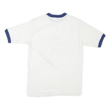 HANES Mens White & Blue Firefighter Graphic T-Shirt M Short Sleeve Crew Neck