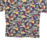 CAMPIA Mens Blue Hawaiian Print Shirt L Cotton Blend Relaxed Fit Button Through