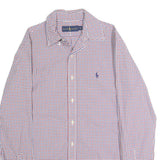 RALPH LAUREN Mens Red & Blue Checked Shirt S Classic Button Down Cotton