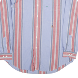TOMMY HILFIGER Mens Blue & Red Stripe Shirt M Cotton Blend Long Sleeve Button