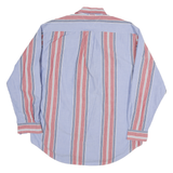 TOMMY HILFIGER Mens Blue & Red Stripe Shirt M Cotton Blend Long Sleeve Button