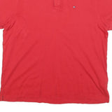 TOMMY HILFIGER Mens Red Short Sleeve Plain Polo Shirt L Cotton Blend