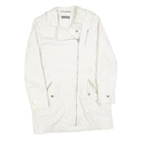 MINT VELVET Womens White Cotton Blend Button Jacket UK 8 Plain Long Sleeve