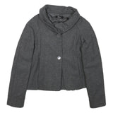 PHARD Womens Grey Wool Blend Peplum Jacket XS Zip Collar Long Sleeve Plain