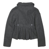 PHARD Womens Grey Wool Blend Peplum Jacket XS Zip Collar Long Sleeve Plain