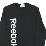 REEBOK Mens Black Crew Neck S Cotton Blend Sweatshirt Large Logo Print
