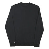 REEBOK Mens Black Crew Neck S Cotton Blend Sweatshirt Large Logo Print