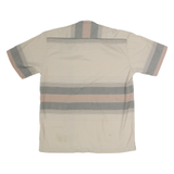 ATELIER TORINO Mens Beige & Grey Striped Button Cotton Blend Shirt L Relaxed Fit