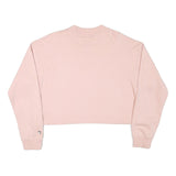 CHAMPION Womens Pink Cropped Crew Neck Sweatshirt XL Embroidered Logo Casual
