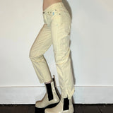 Jeckerson Contrast Stitch Trousers - 28W UK 6 Cream Cotton